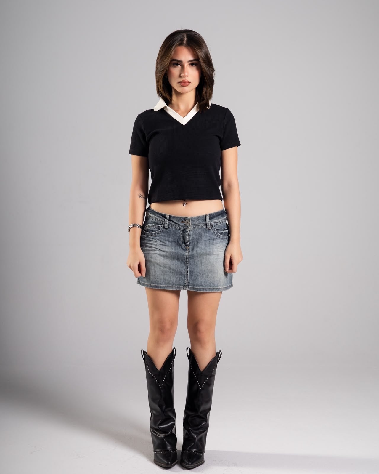 Two-Tone Black Crop