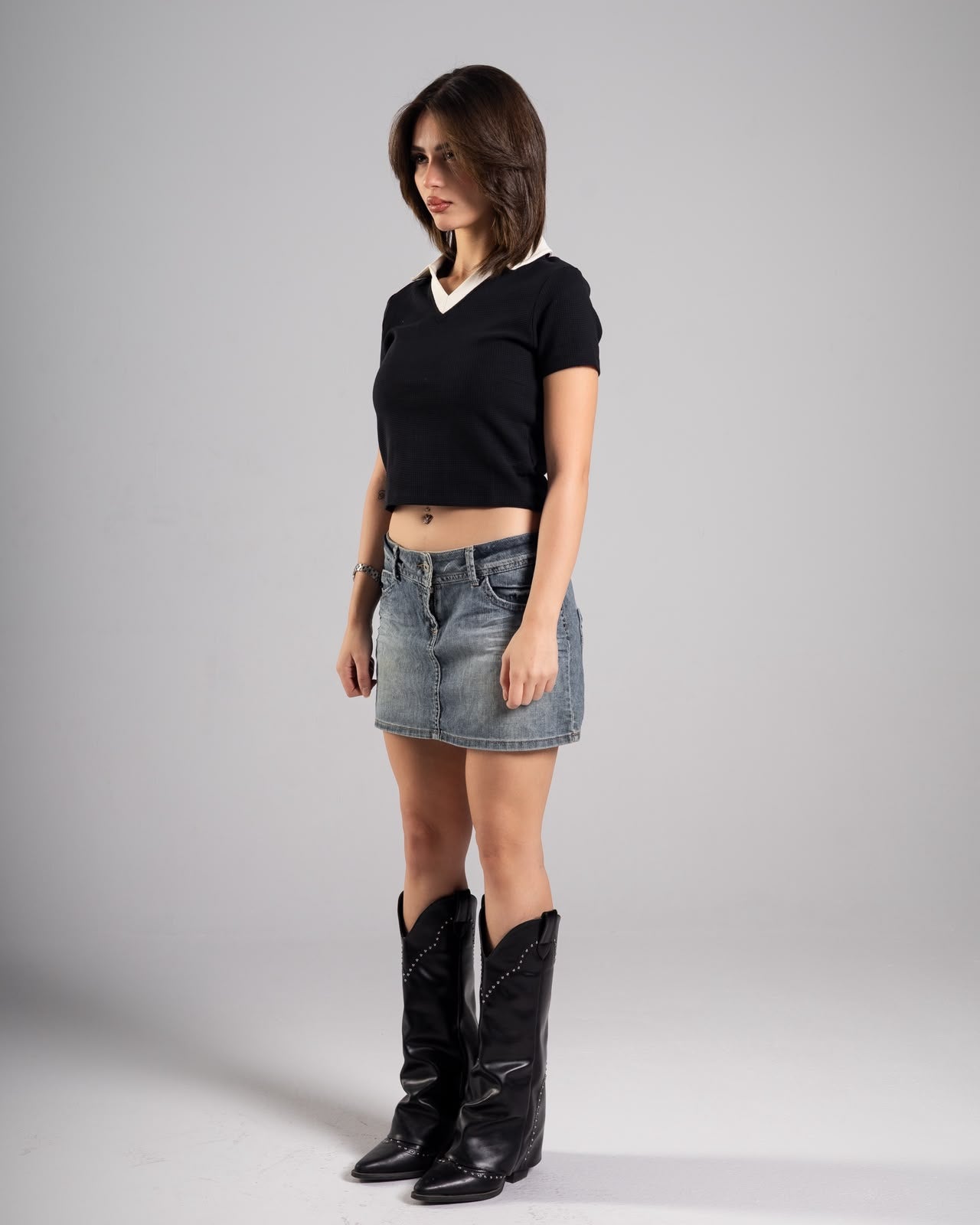Two-Tone Black Crop