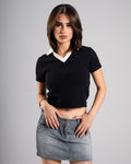 Two-Tone Black Crop